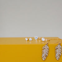 18K Rose Gold Plated Feather Drop Earrings Made With The Worlds Finest Crystals