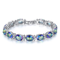 Ocean Amethyst Crystal & Simulated Sapphire Bracelet 19CM