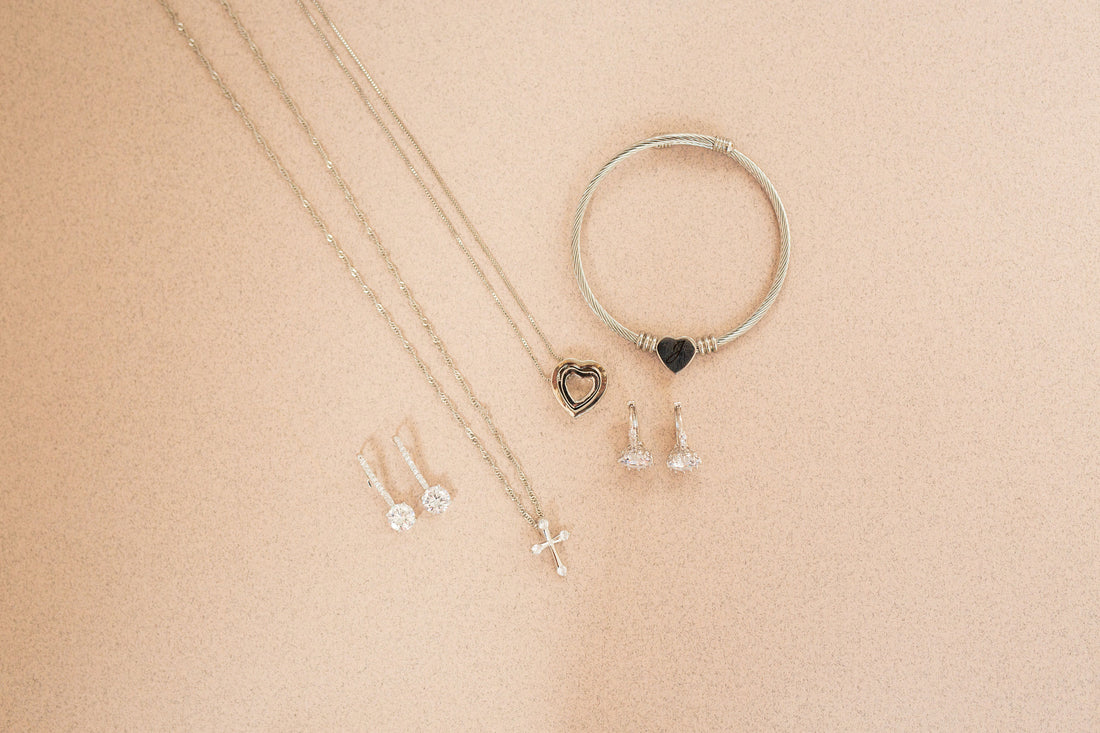 Double Heart Pendant Necklace made with Premium Crystals