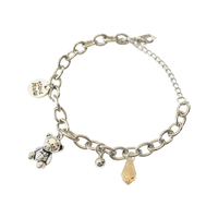 Silver Teddy Bear Link Bracelet