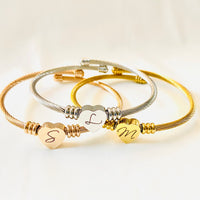 Heart Cable Initial Bracelet A-Z - 3 Colours Available
