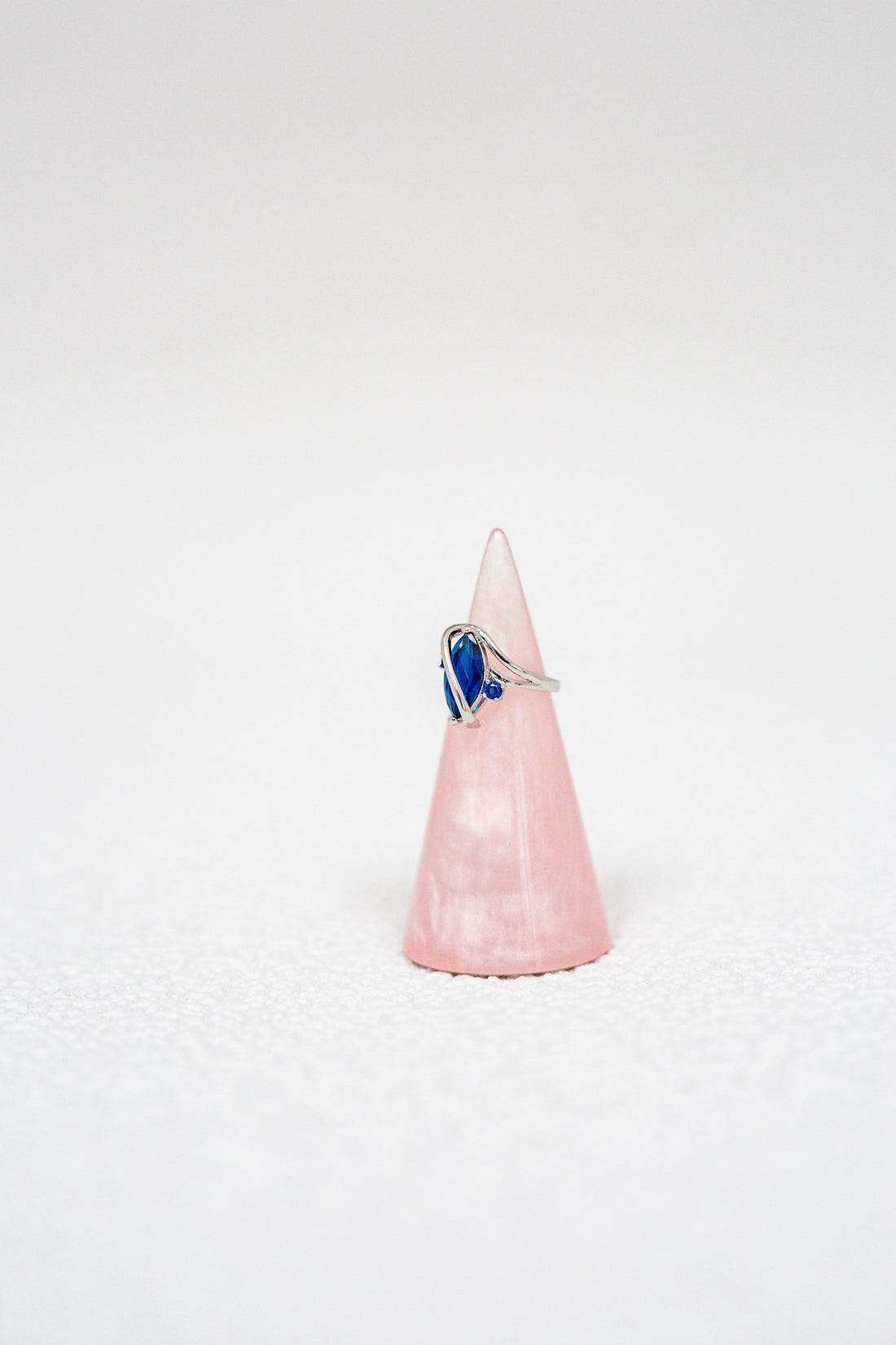 2.5 Carat Marquis Cut Blue Simulated Sapphire Rhodium Plated Ring