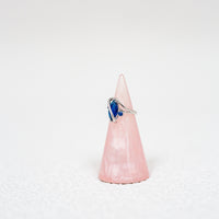 2.5 Carat Marquis Cut Blue Simulated Sapphire Rhodium Plated Ring