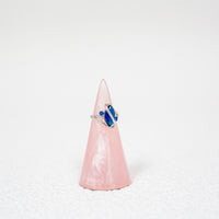 2.5 Carat Marquis Cut Blue Simulated Sapphire Rhodium Plated Ring