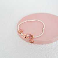 You Melt My Heart Silver & Rose Gold Charm Bracelet 18.5CM