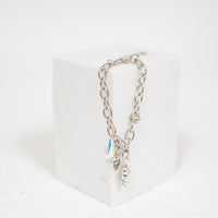 Silver Teddy Bear Link Bracelet