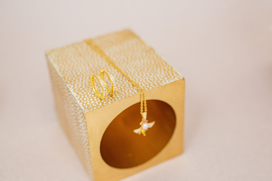 Crystal & Pearl Bee Necklace