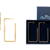 Large Rectangular Yellow Gold Tone Earrings
