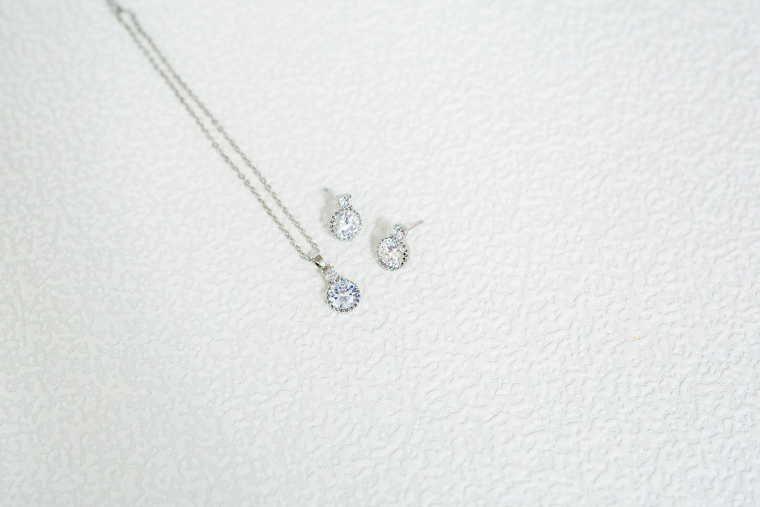 Double Solitaire Pendant and Earring Set