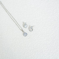 Double Solitaire Pendant and Earring Set
