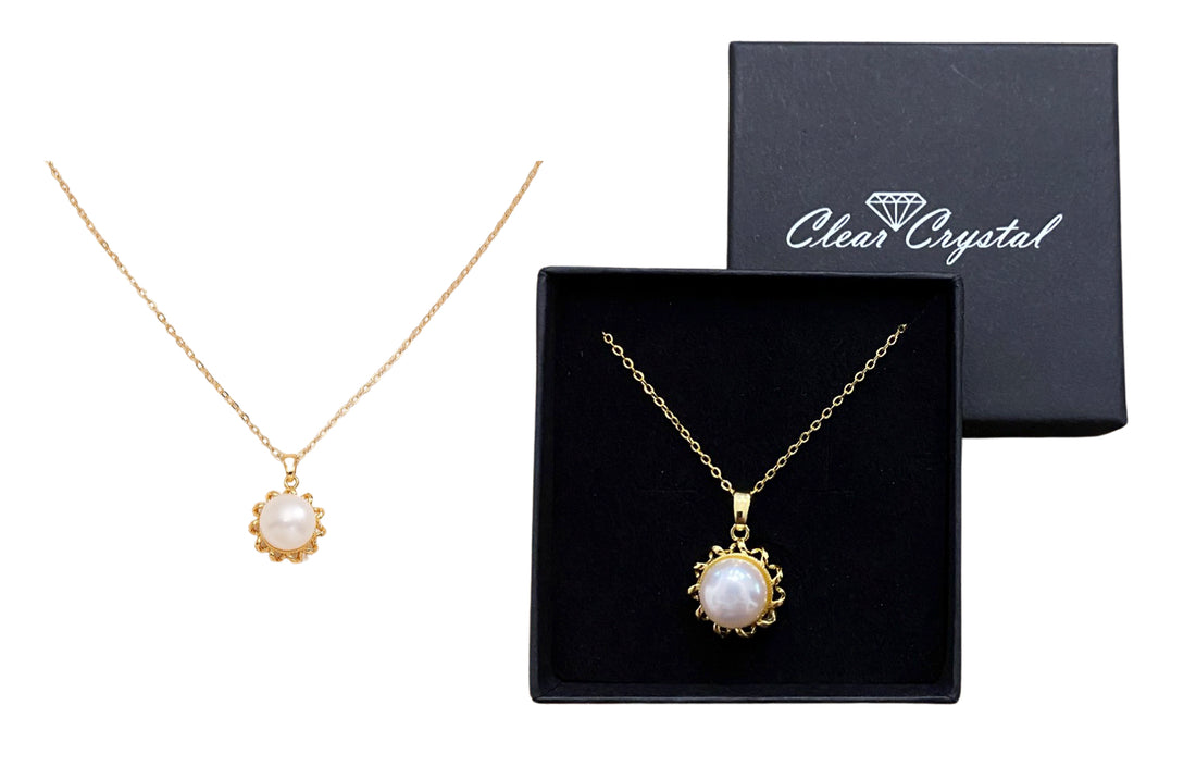 Yellow Gold Tone and Pearl Necklace