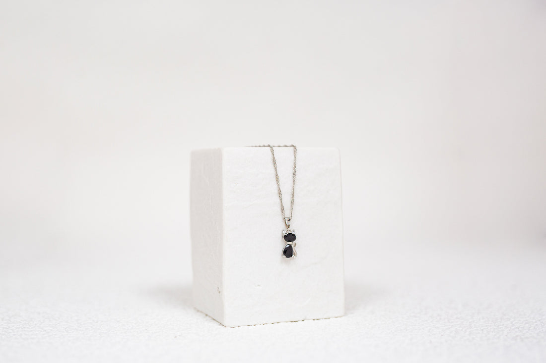 Cat Necklace with Crystals
