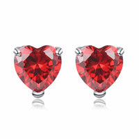 Ruby Red Heart CZ Crystal Set