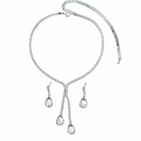 Crystal Double Water Drop 2 Piece Necklace & Earrings Set
