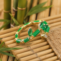 Adjustable Bamboo Crystal Stone Ring