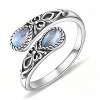 Moonstone Adjustable Antique Vintage Style Ring w/ Display Box