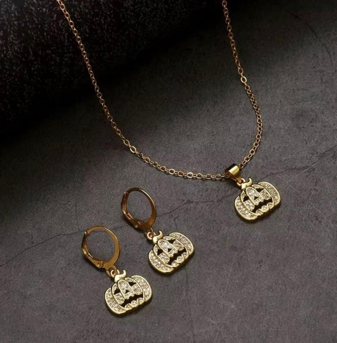 Crystal Pumpkin Earring & Pendant Set