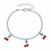 Crystal Cherry Adjustable Anklet in Gold or Silver