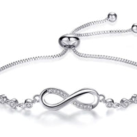 Infinity Crystal Bracelet with Adjustable Strap - Available in Silver, Gold or Rose Gold