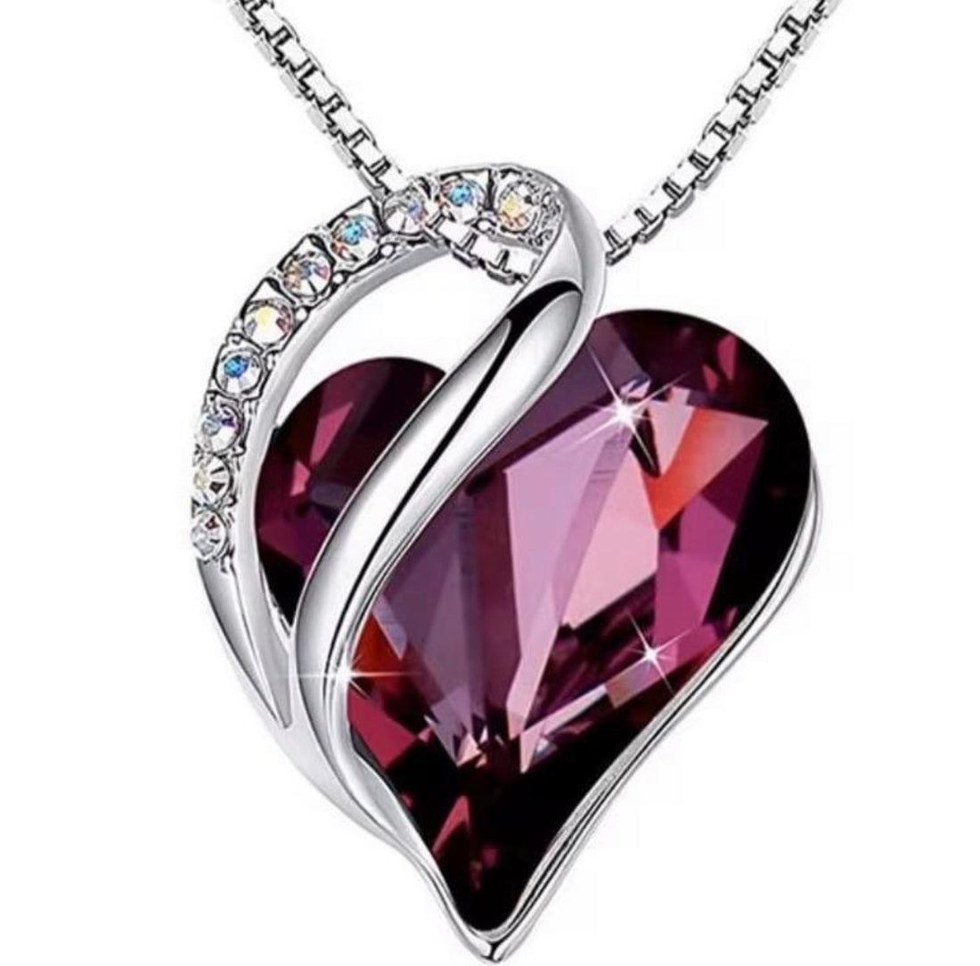 Mystic Infinity Crystal Heart Pendant Available in Mystic Clear, Blue, Red, Purple, Pink & Green!