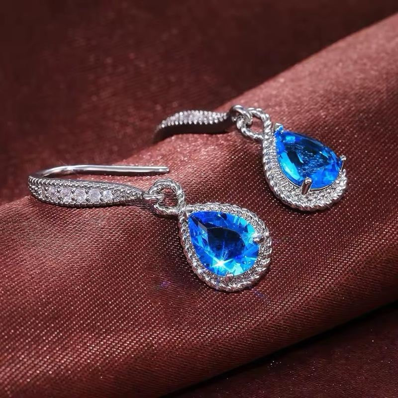 Crystal Blue Tear Drop Luxury Earrings