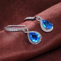 Crystal Blue Tear Drop Luxury Earrings