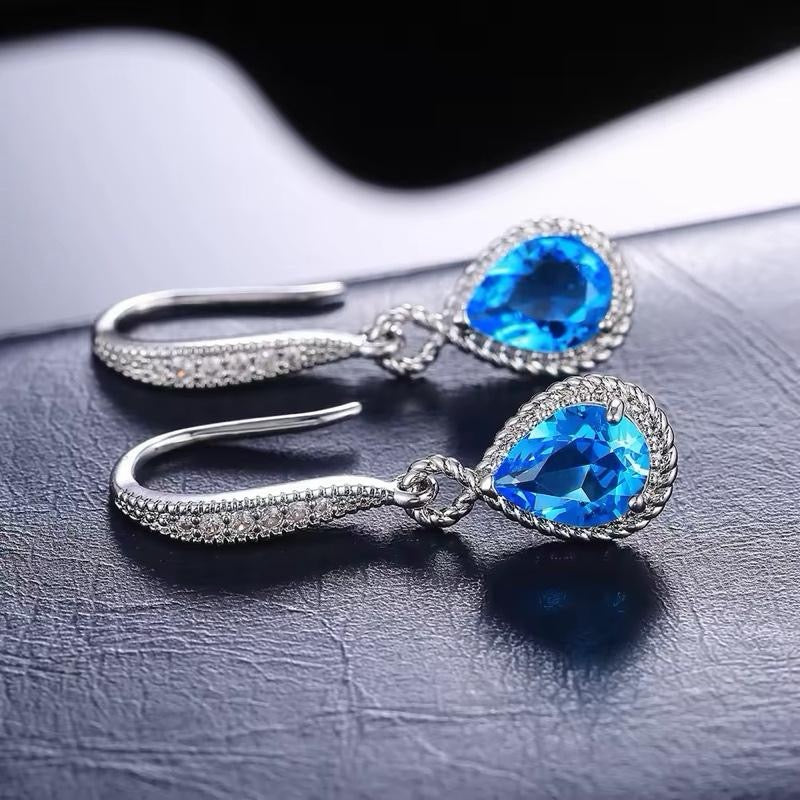 Crystal Blue Tear Drop Luxury Earrings