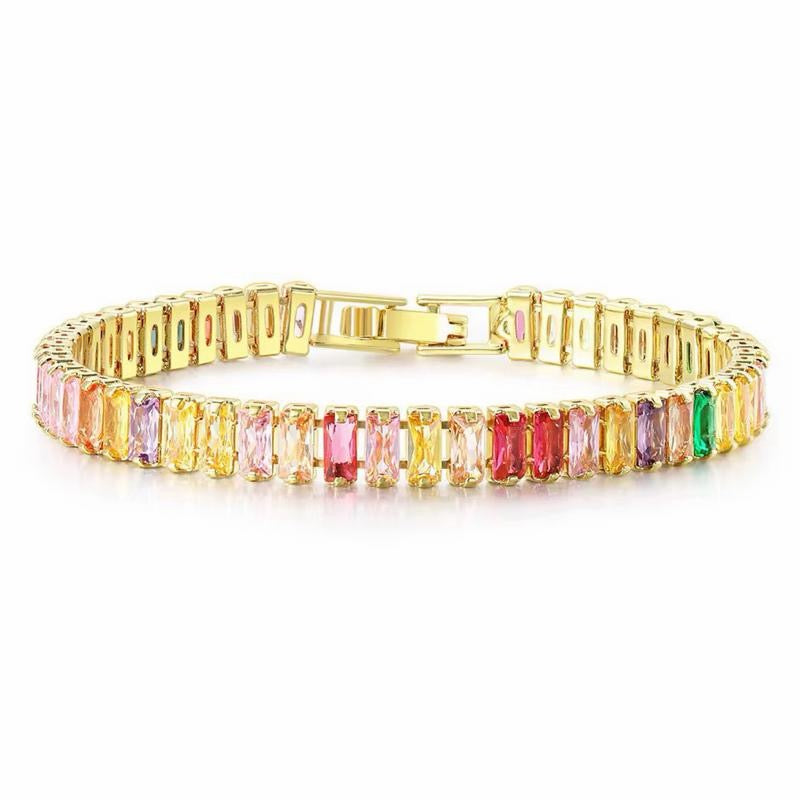 Crystal Baguette Luxury Colourful Bracelet available in Silver, Gold & Rose Gold