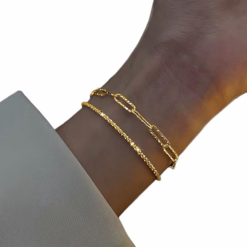 Two Piece Adjustable Bracelet in Silver or Gold