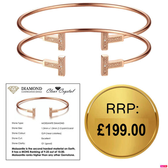 2 x Moissanite diamond bangle cttw 0.03 rose gold
