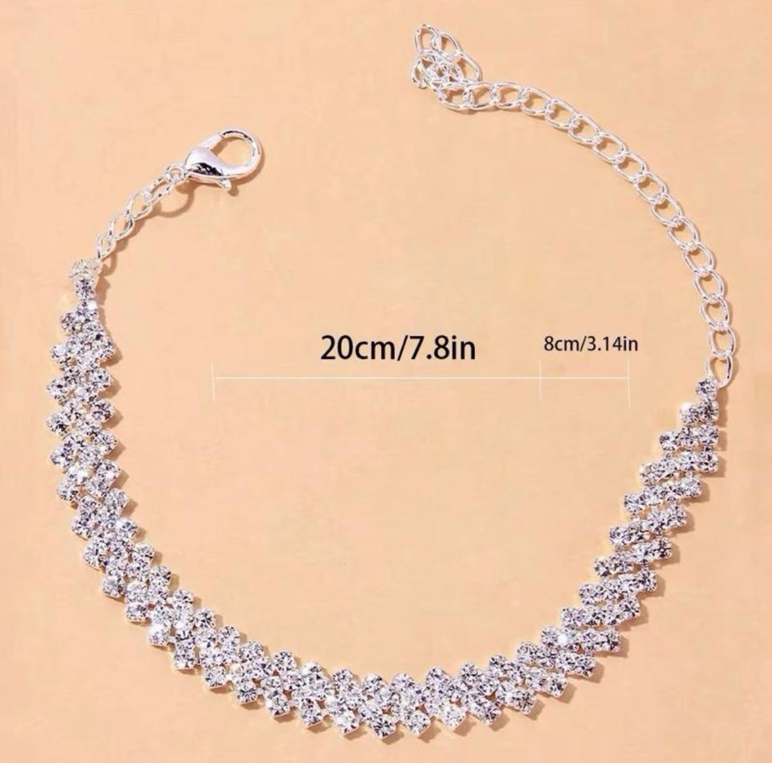 Luxury Crystal Adjustable Anklet - Gold Or Silver Option