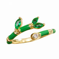 Adjustable Bamboo Crystal Stone Ring