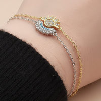 Sun & Moon Forever Best Friends Crystal Encrusted Silver & Gold Adjustable Bracelet Set