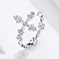 Crystal Cross Adjustable Ring