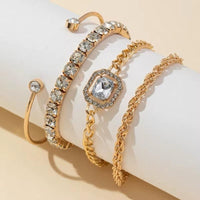 Four Piece Crystal Adjustable Bracelet Set available in Gold or Silver