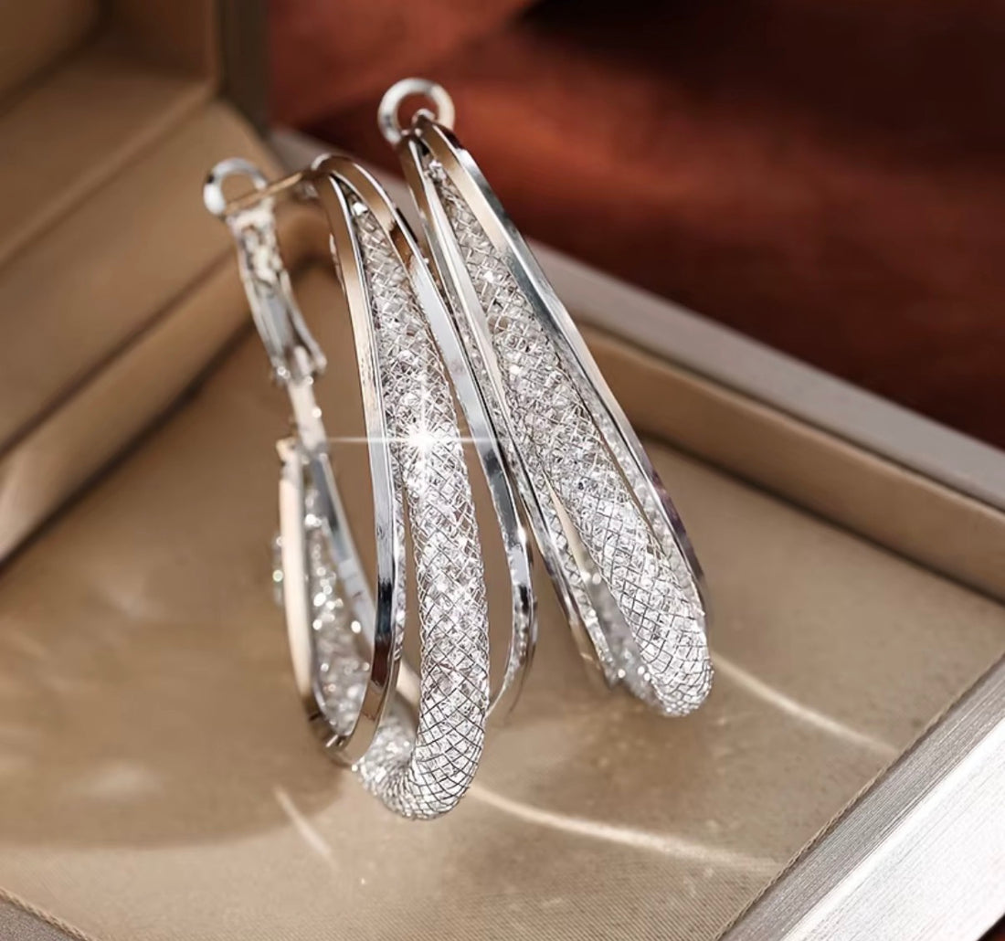 Mesh Drop Hoop Earrings