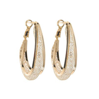Gold Crystal Mesh Drop Hoop Earrings