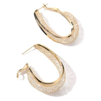 Gold Crystal Mesh Drop Hoop Earrings