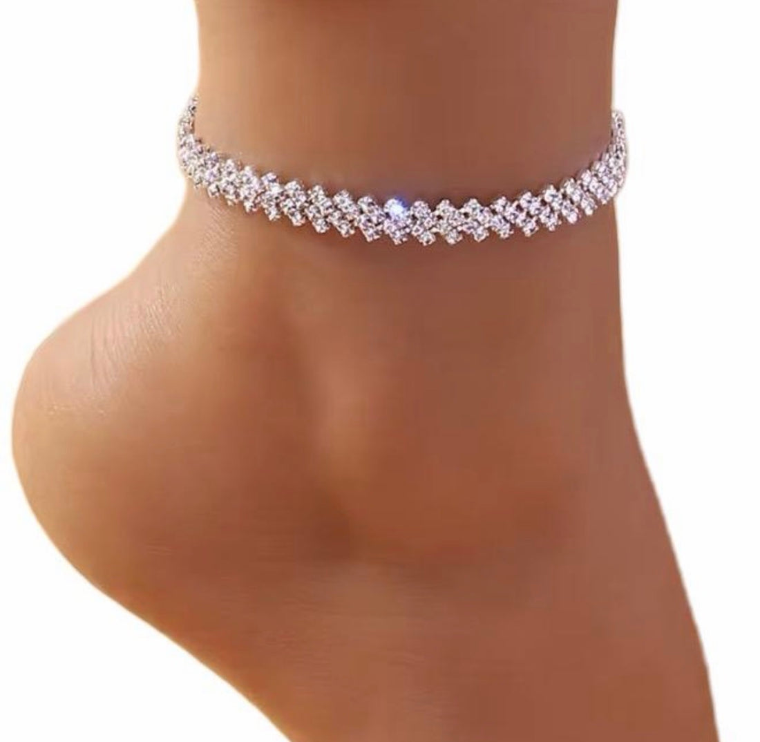 Luxury Crystal Adjustable Anklet - Gold Or Silver Option