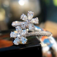 Crystal Adjustable Double Petal Ring