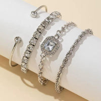 Four Piece Crystal Adjustable Bracelet Set available in Gold or Silver