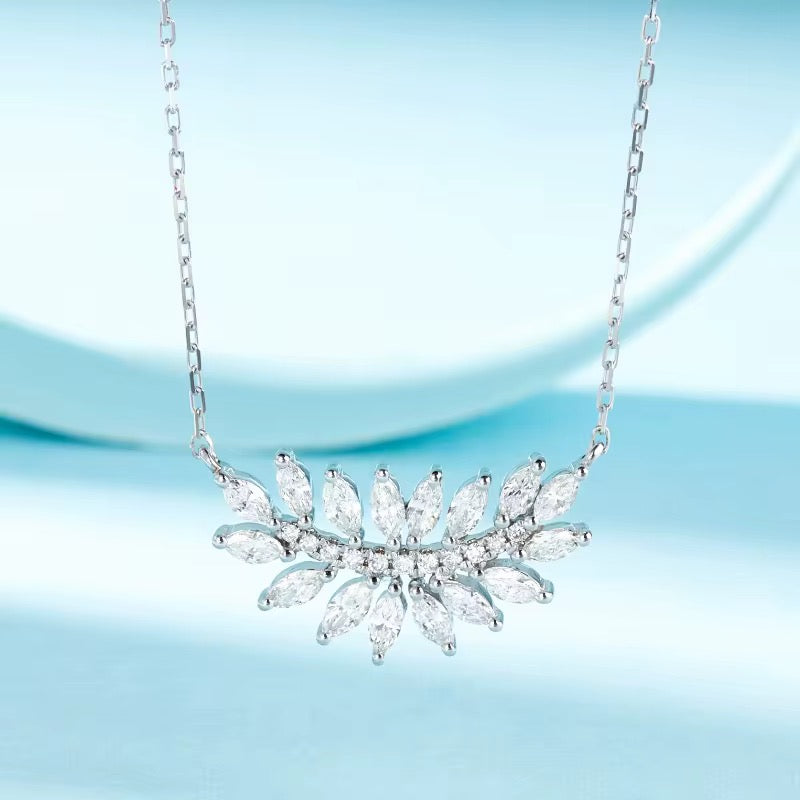 Elegant Crystal Leaf Clavicle Pendant