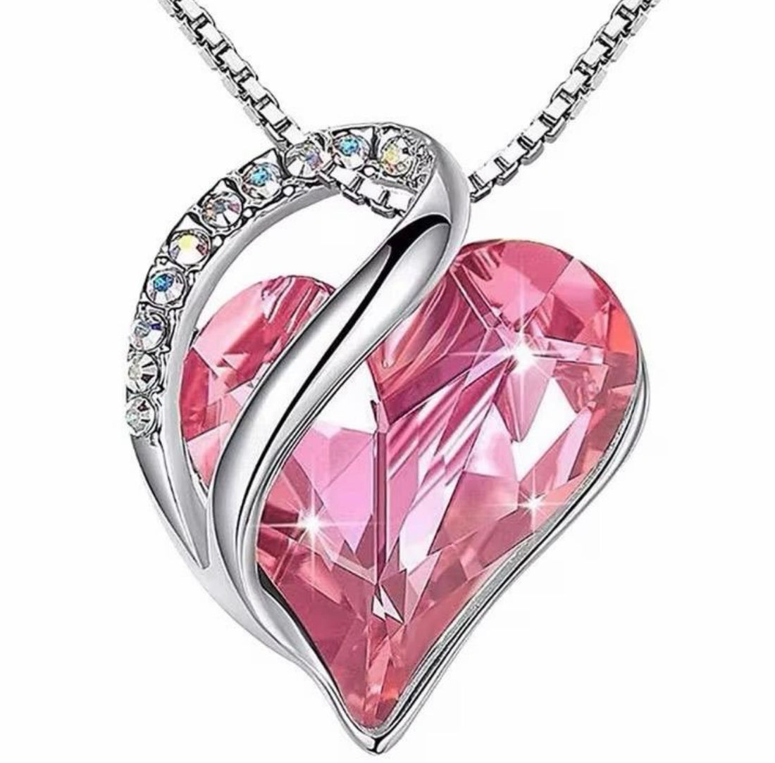 Mystic Infinity Crystal Heart Pendant Available in Mystic Clear, Blue, Red, Purple, Pink & Green!