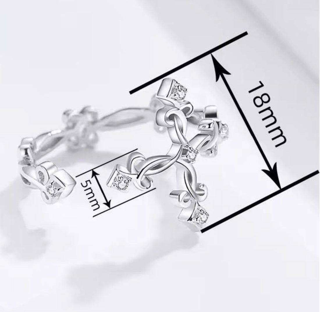 Crystal Cross Adjustable Ring