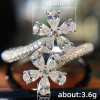 Crystal Adjustable Double Petal Ring