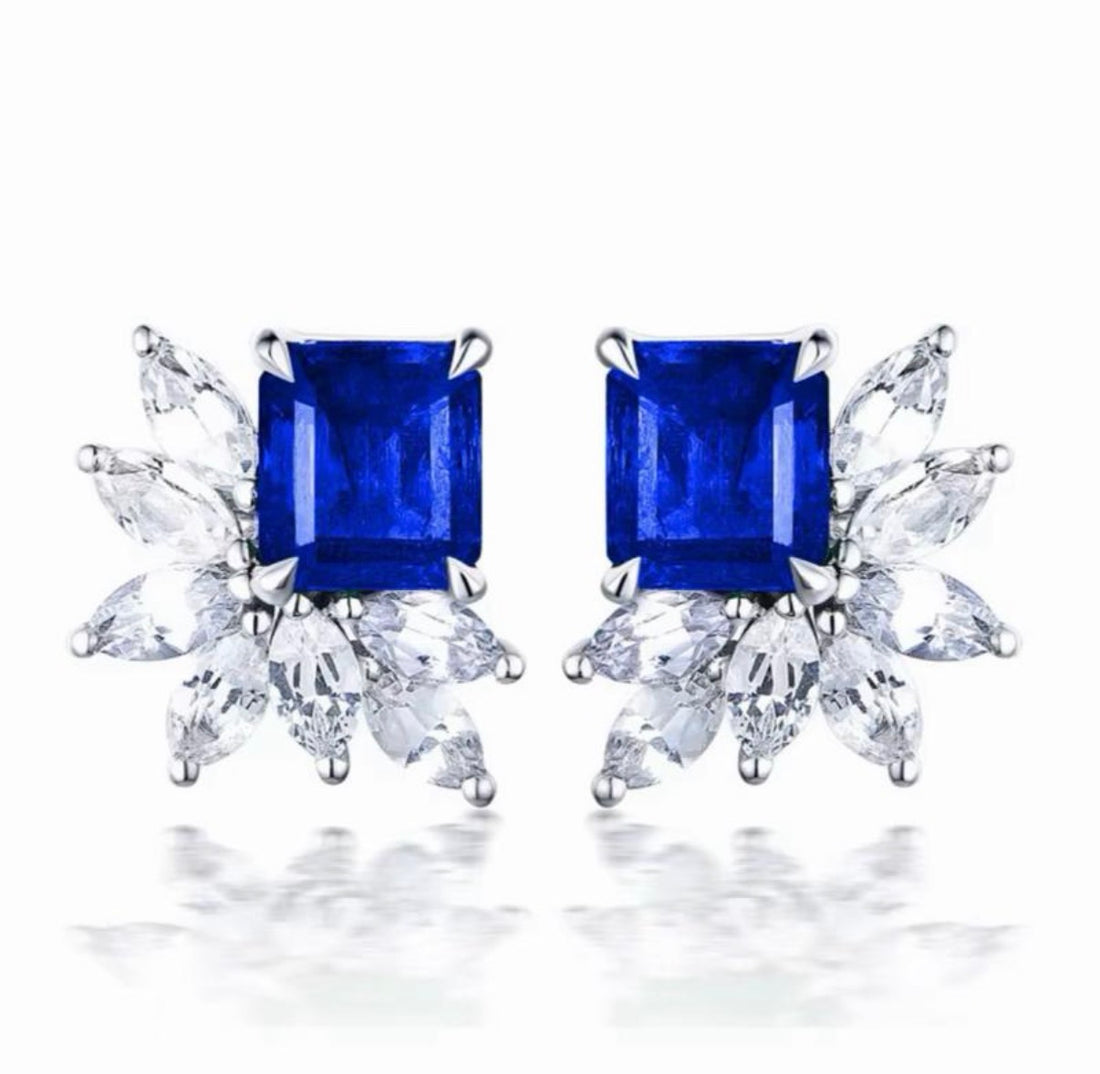 Crystal Cluster Stud Earrings available in Green, Red & Blue