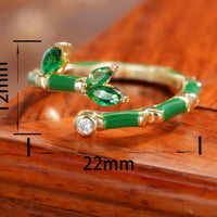 Adjustable Bamboo Crystal Stone Ring
