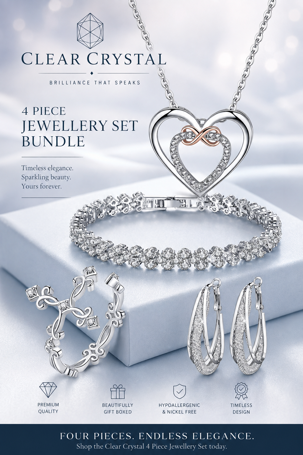 Infinite Love Elegant 4 Piece Jewellery Set
