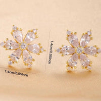 Crystal Six Petal Stud Earrings available in Gold or Silver