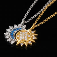 Sun & Moon Forever Best Friends Crystal Encrusted Silver & Gold
Adjustable Pendant Set